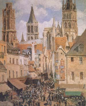 Camille Pissarro The Old Marketplace in Rouen and the Rue de I'Epicerie (mk09) oil painting picture